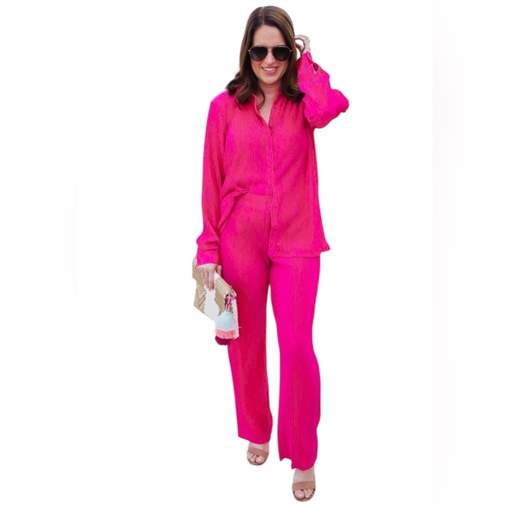 Vibrant Pink Women's Pants & Jumpsuit Set - Size Large - Abela Story & Co